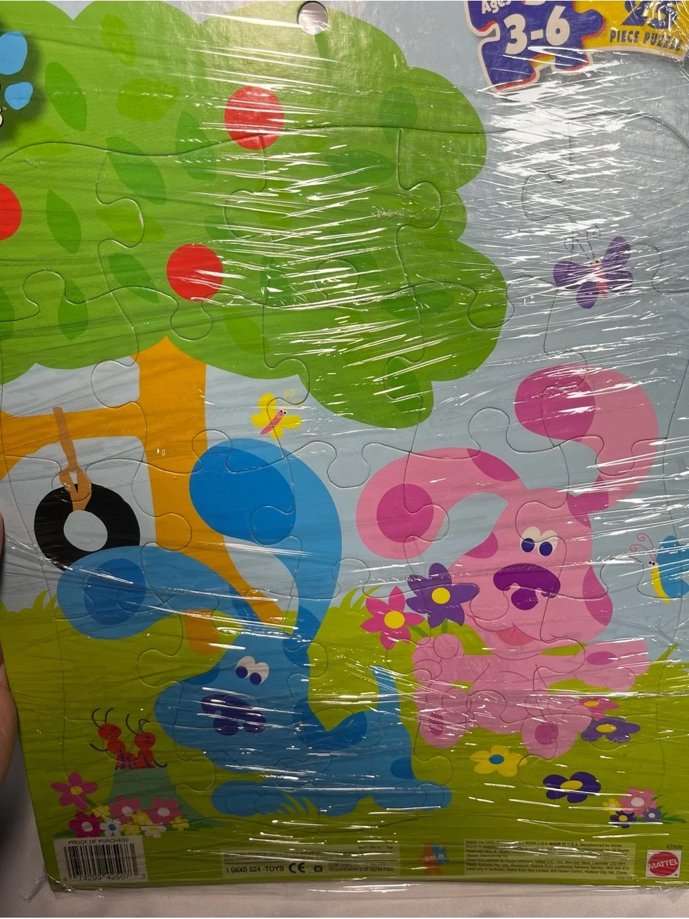VTG 2000 Blue’s Clues Magenta Tray Puzzle 25 Pc Mattel Nick Jr Cardboard